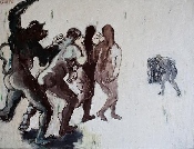 L'Enfer Chant XVIII, Les ruffians et les séducteurs n° 4 - tempera sur toile - 89 x 116 cm - 2002